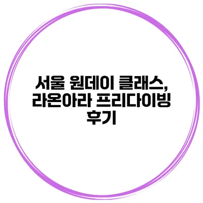 서울 원데이 클래스, 라온아라 프리다이빙 후기