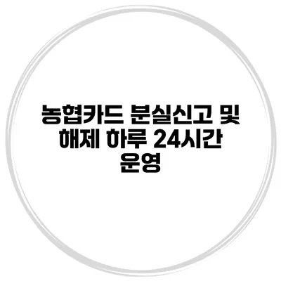 농협카드 분실신고 및 해제 하루 24시간 운영